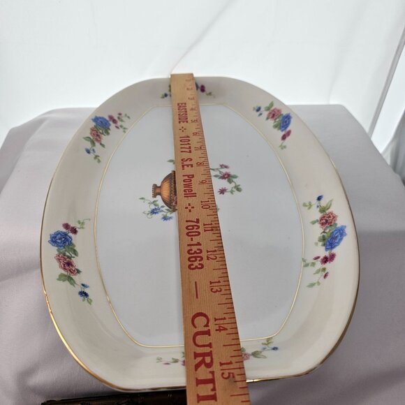 Edelstein Bavaria Porcelain Serving Platter 15" floral flower basket VTG MCM - Picture 8 of 12
